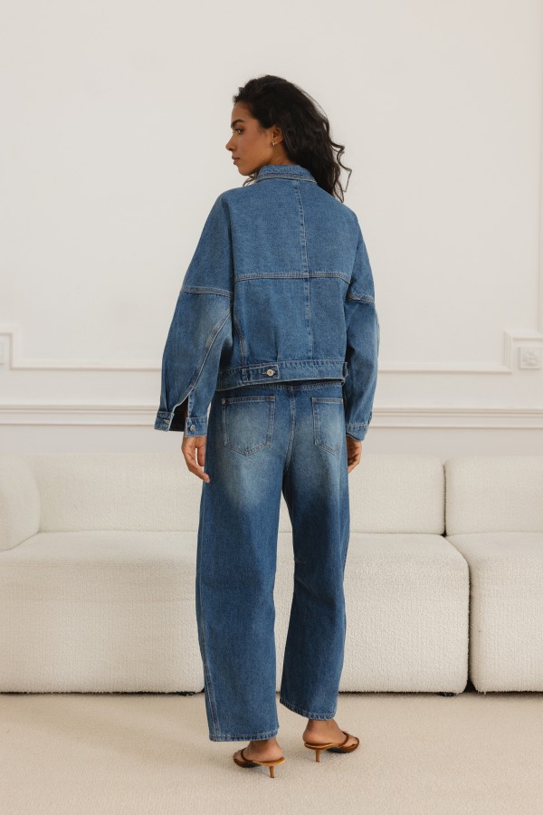 YH1041 Spodnie Jeansowe Barrel Blue