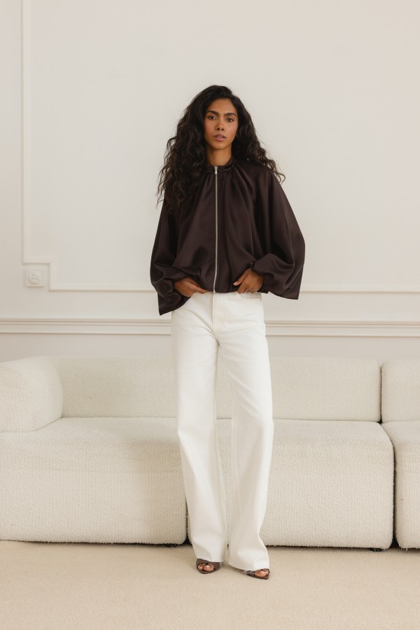 Nadia Jacket Satin Bomber Brown