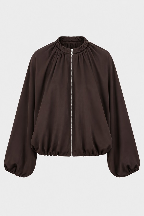 Nadia Jacket Satin Bomber Brown