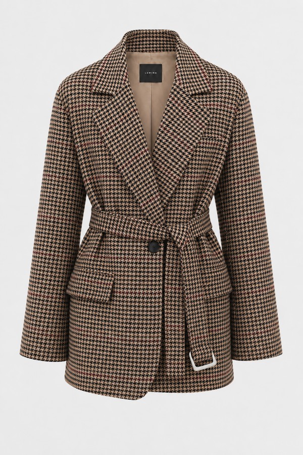 Y0272 Kurtka W Kratę Z Paskiem Brown