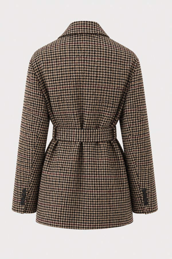 Y0272 Brown Checked Jacket with Belt