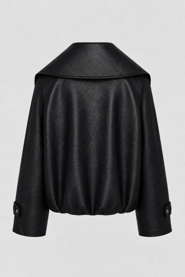 8845 Jacket Faux Leather Oversize Black