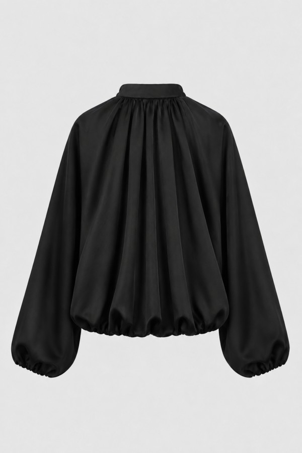 Nadia Jacket Satin Bomber Black
