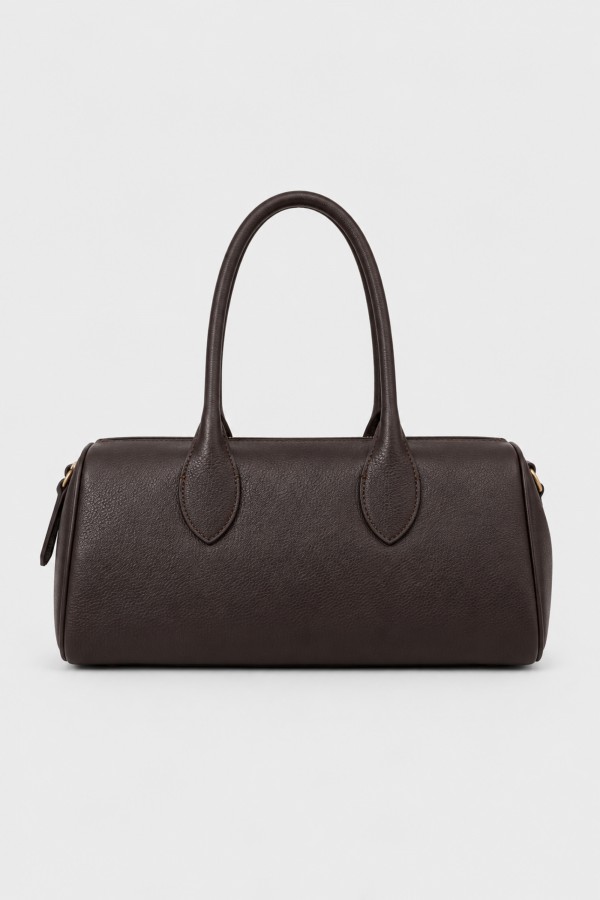 Leather Bowling Bag Brown