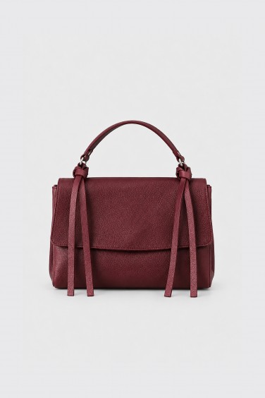 Leather Handbag with Flap...