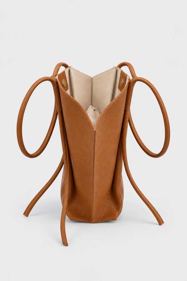 Skórzana Torebka Shopper Camel
