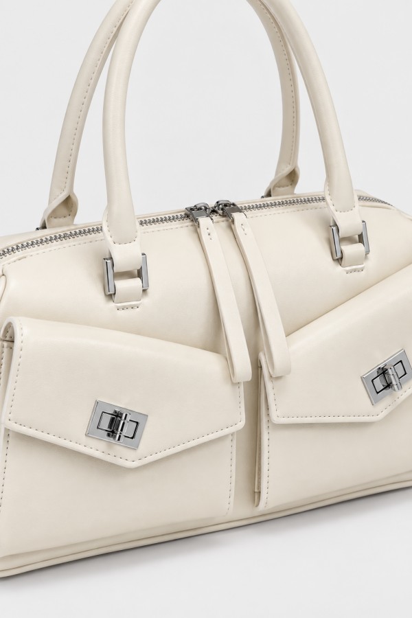 Leather Bowling Bag with Pockets Panna