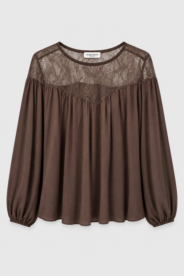 Dalia Blouse Lace Brown