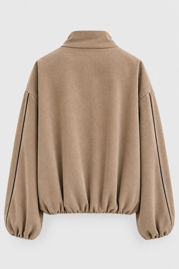 G03862 Kurtka Bomber Z Lampasami Taupe