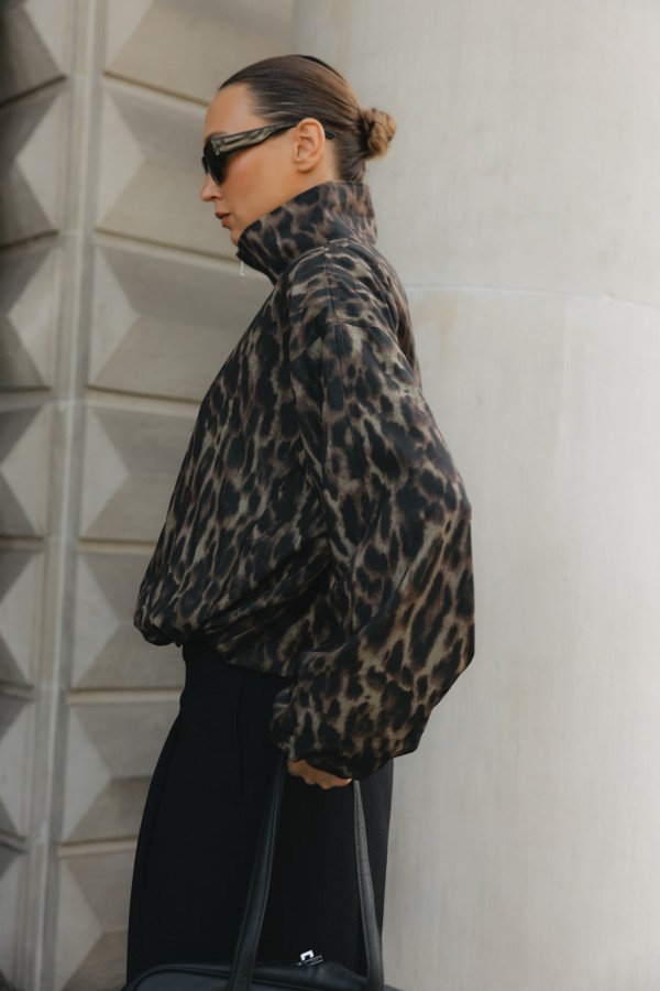 15581 Jacket Bomber Leopard Print Brown