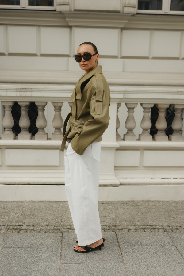 Kayla Kurtka Z Imitacji Skóry Olive