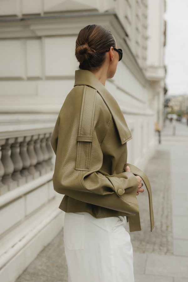 Kayla Kurtka Z Imitacji Skóry Olive