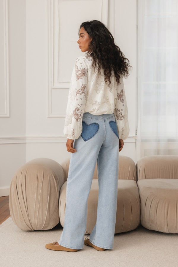 Ashley Blouse Lace Tie-Front Cream