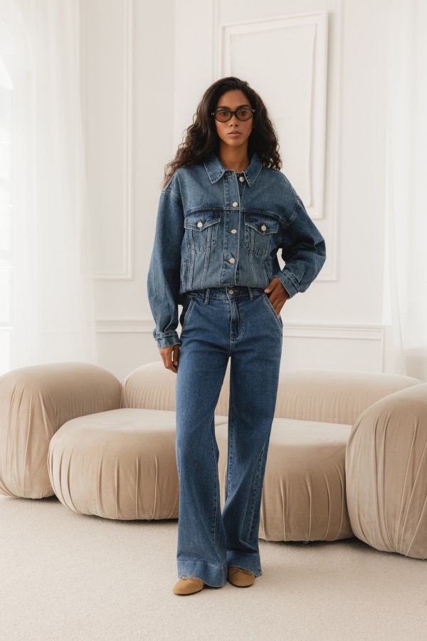 RD7366 Spodnie Jeansowe Straight Leg Blue