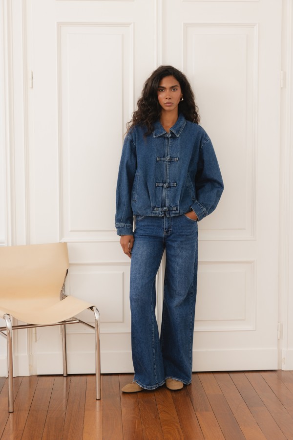 RD74331 Spodnie Jeansowe Wide Leg Blue