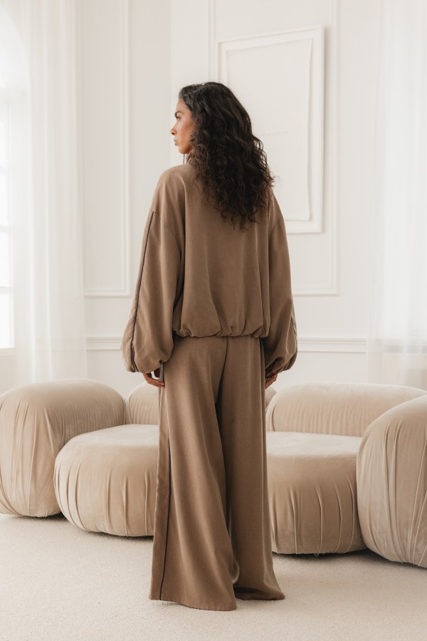 G03862 Kurtka Bomber Z Lampasami Taupe