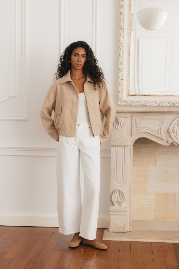 LC260407 Jacket Ribbed Wool Beige