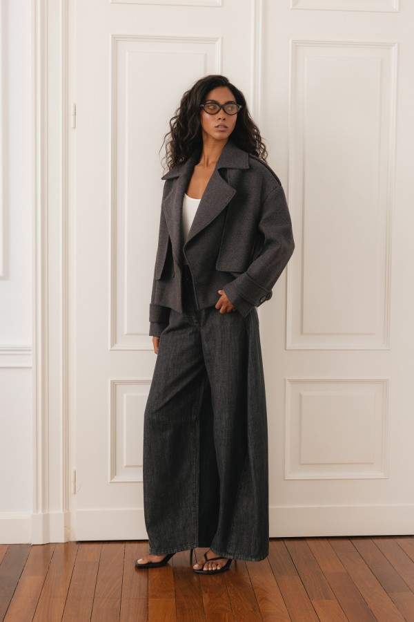 P314 Spodnie Jeansowe Wide Leg Grafit