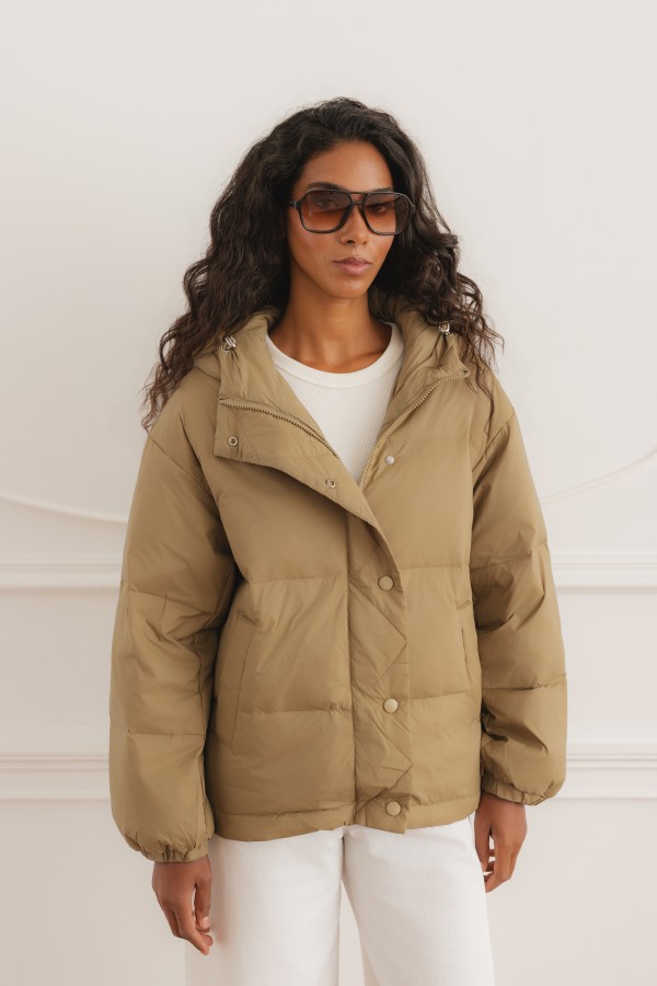 YH22014 Kurtka Puchowa Z Kapturem Olive