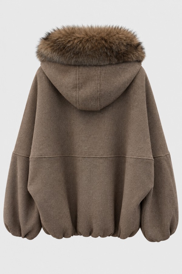 G04185 Jacket Oversized Hooded Taupe