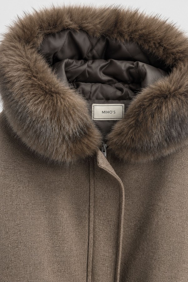 G04185 Jacket Oversized Hooded Taupe