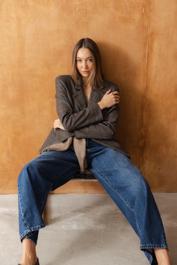 R097 Spodnie Jeansowe Barrel Dark Blue