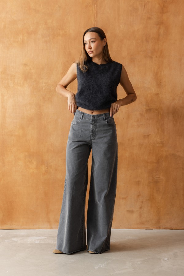 G0280 Spodnie Jeansowe Wide Leg Grey