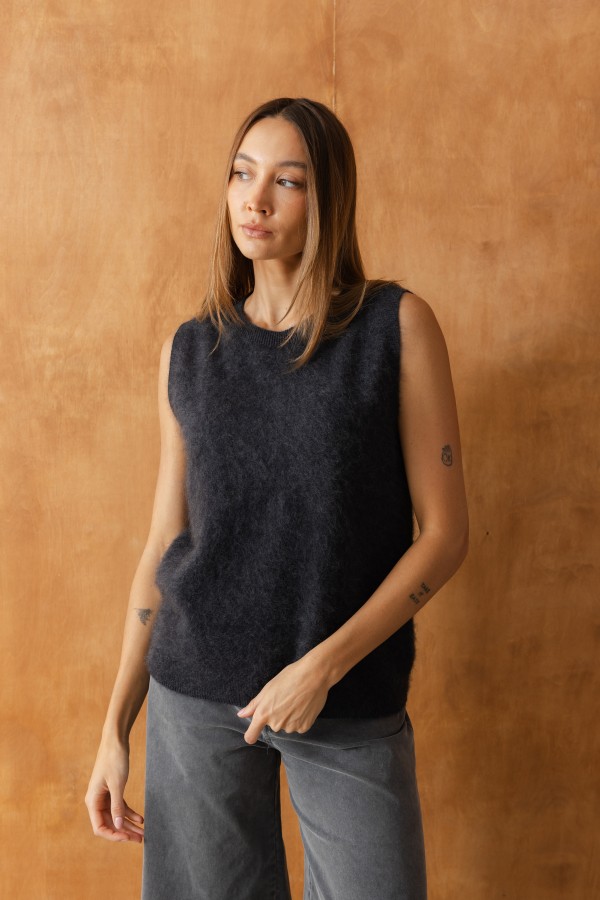 Cassia Vest Wool and Cashmere Graphite