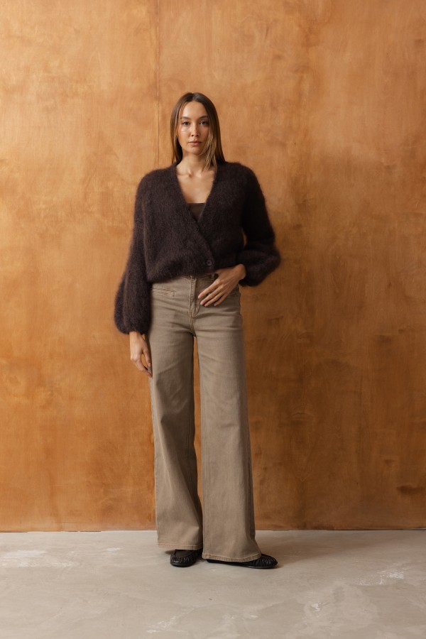 Dominic Cardigan Mohair Chocolate