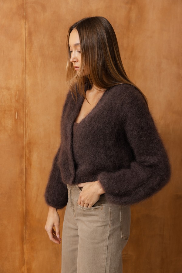 Dominic Cardigan Mohair Chocolate