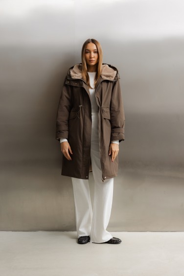 8396 Parka Z Kapturem Khaki