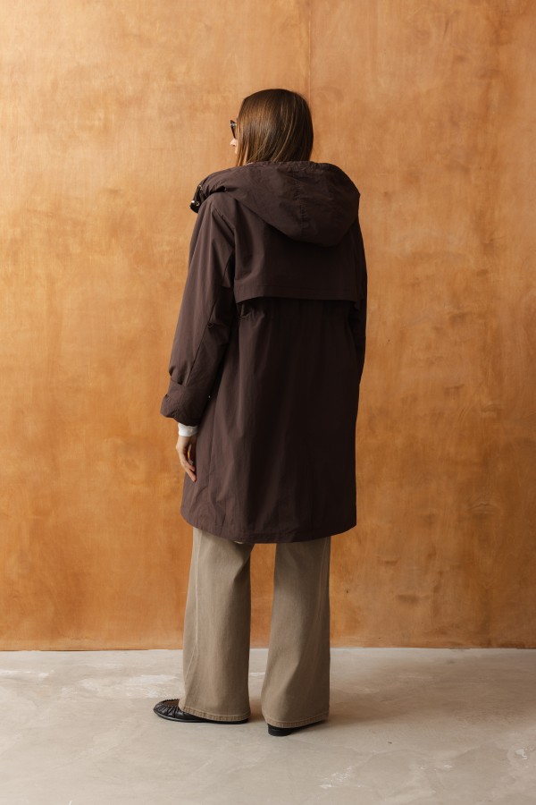 8396 Parka Z Kapturem Brązowa