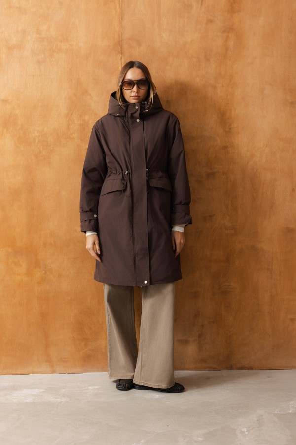 8396 Parka Z Kapturem Brązowa