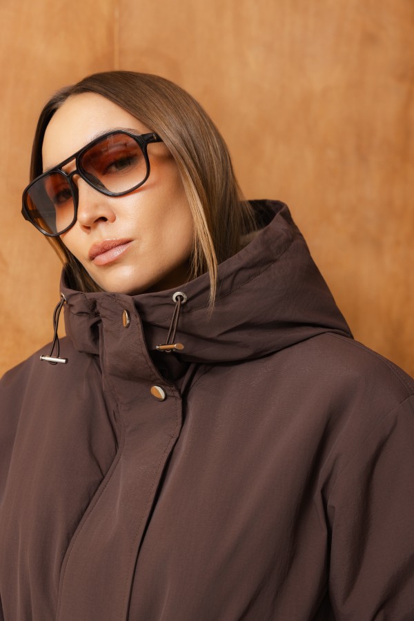 8396 Parka Z Kapturem Brązowa