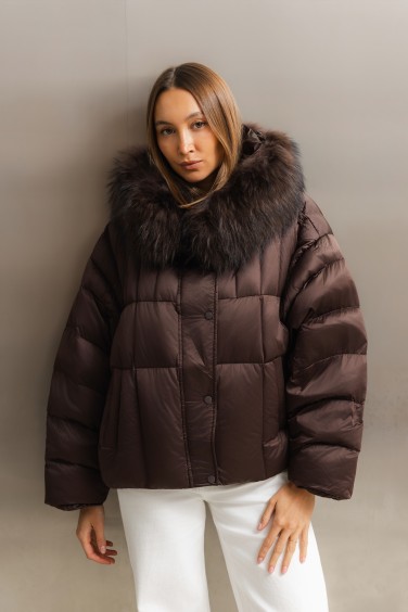 8880 Jacket Hooded Down Brown
