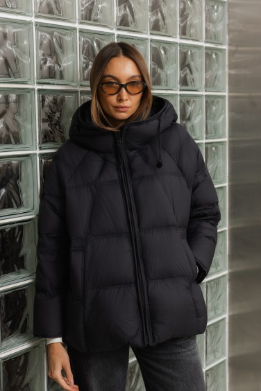 26307 Jacket Hooded Down Black