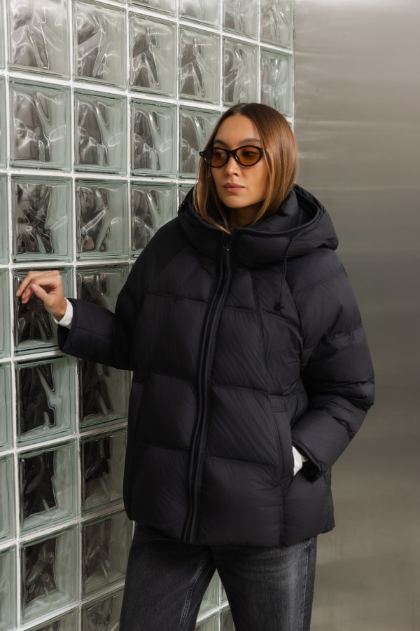 26307 Jacket Hooded Down Black